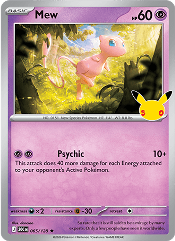 Mew 065/128 Holo - Pokemon 30th Celebration