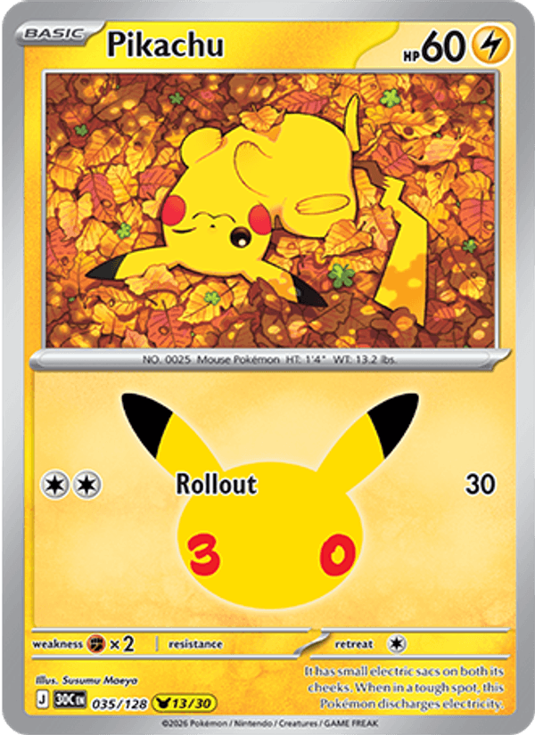 Pikachu 13/30 (035/128) Holo - Pokemon 30th Celebration
