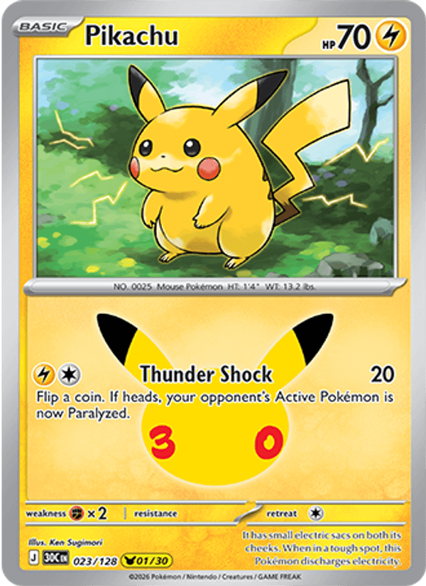 Pikachu 01/30 (023/128) Holo - Pokemon 30th Celebration