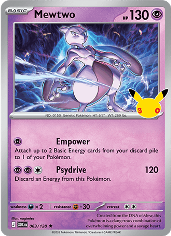 Mewtwo 063/128 Holo - Pokemon 30th Celebration