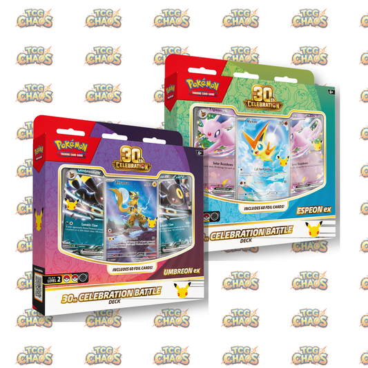 Pokemon TCG 30th Celebration Battle Deck Bundle - Umbreon ex and Espeon ex (2 Decks)