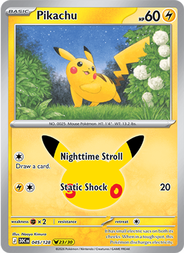 Pikachu 23/30 (045/128) Holo - Pokemon 30th Celebration