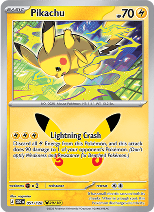 Pikachu 29/30 (051/128) Holo - Pokemon 30th Celebration