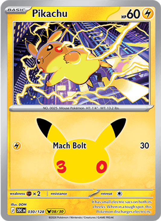 Pikachu 08/30 (030/128) Holo - Pokemon 30th Celebration
