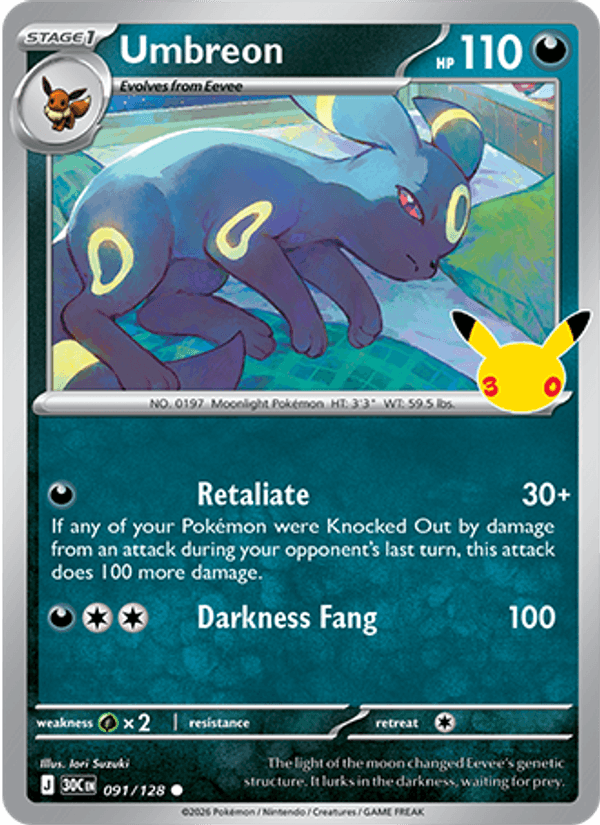 Umbreon 091/128 Holo - Pokemon 30th Celebration