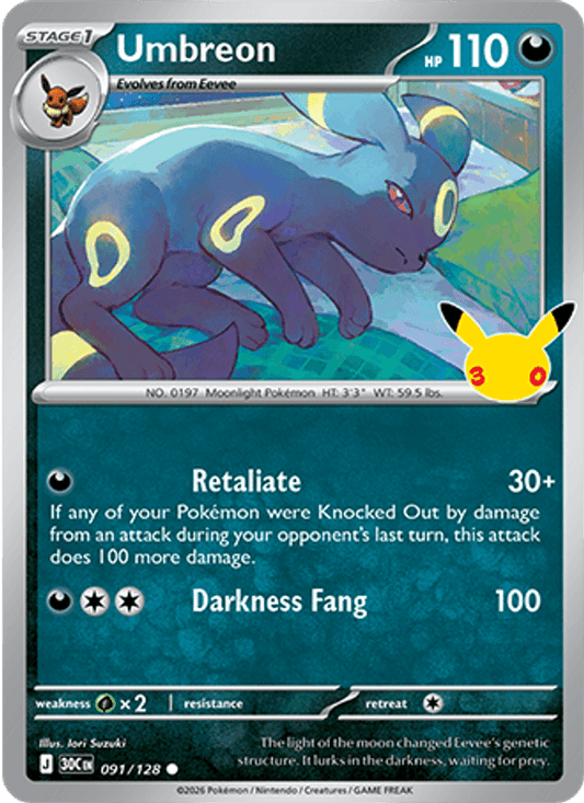 Umbreon 091/128 Holo - Pokemon 30th Celebration