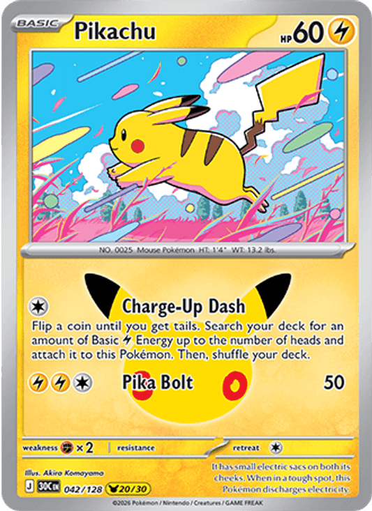 Pikachu 20/30 (042/128) Holo - Pokemon 30th Celebration