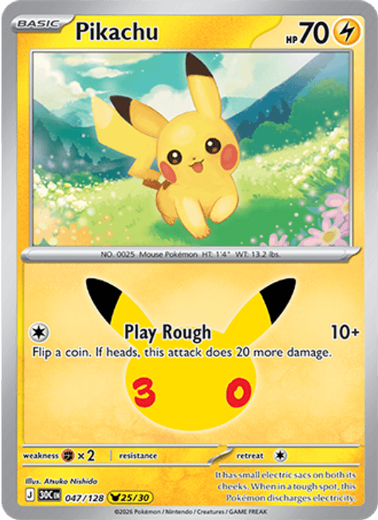 Pikachu 25/30 (047/128) Holo - Pokemon 30th Celebration