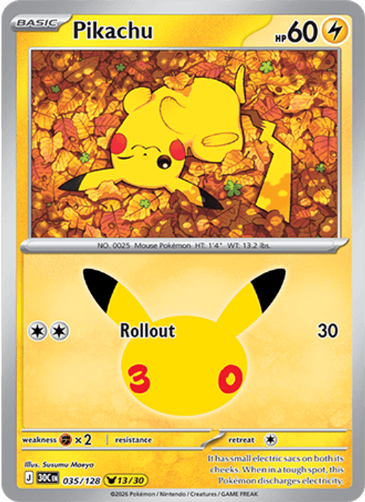 Pikachu 13/30 (035/128) Holo - Pokemon 30th Celebration