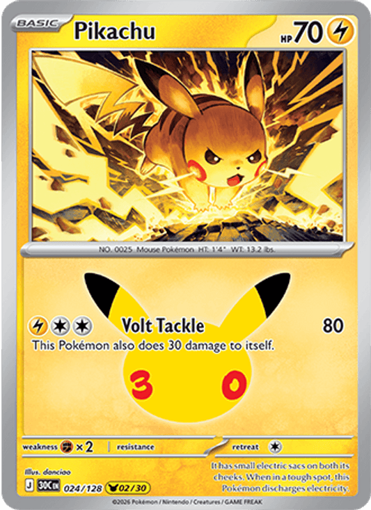Pikachu 02/30 (024/128) Holo - Pokemon 30th Celebration