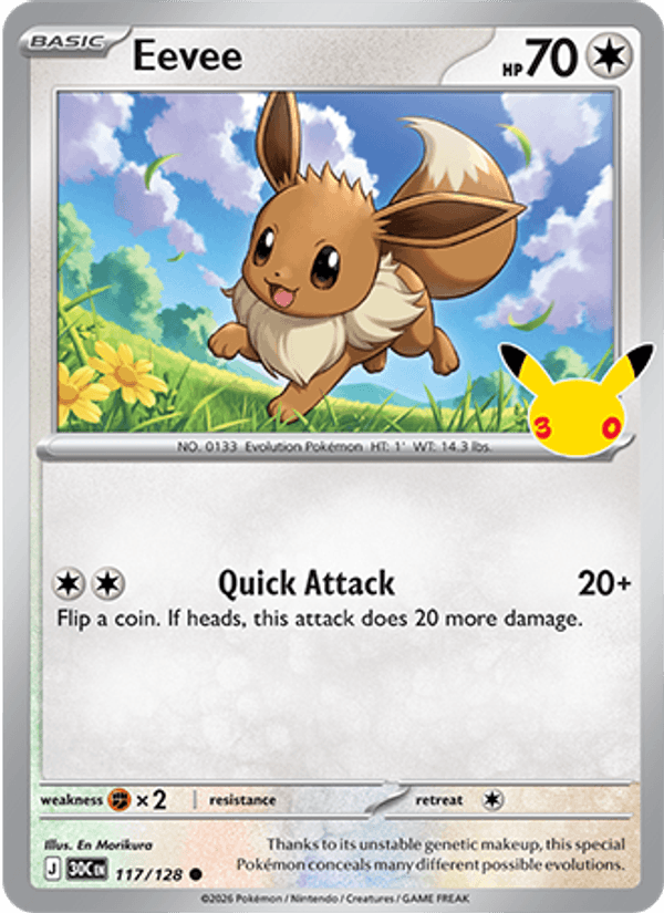 Eevee 117/128 Holo - Pokemon 30th Celebration