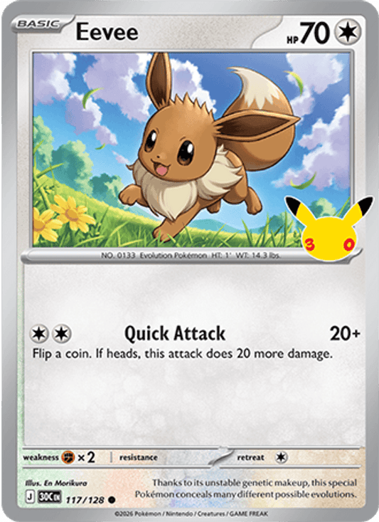 Eevee 117/128 Holo - Pokemon 30th Celebration