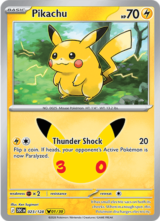Pikachu 01/30 (023/128) Holo - Pokemon 30th Celebration
