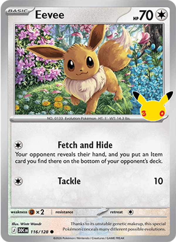 Eevee 116/128 Holo - Pokemon 30th Celebration