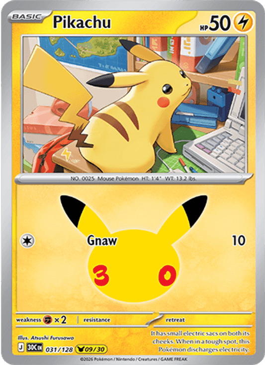Pikachu 09/30 (031/128) Holo - Pokemon 30th Celebration