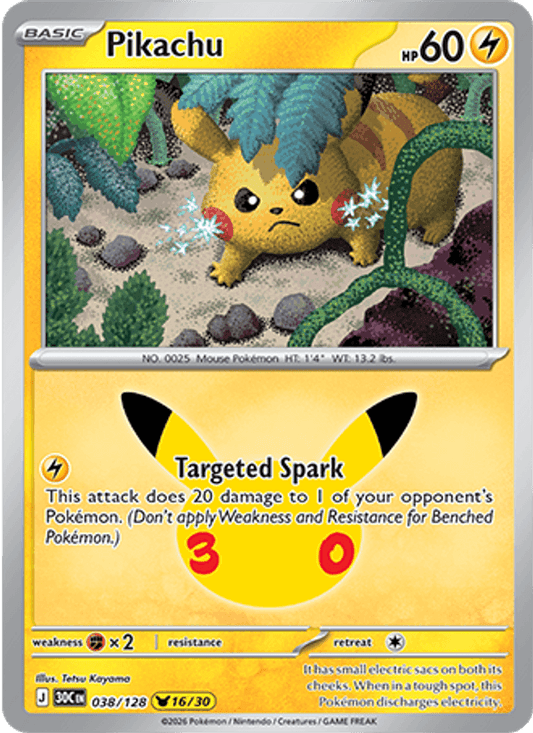 Pikachu 16/30 (038/128) Holo - Pokemon 30th Celebration