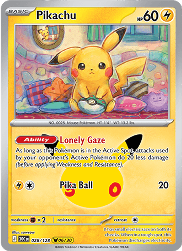 Pikachu 06/30 (028/128) Holo - Pokemon 30th Celebration