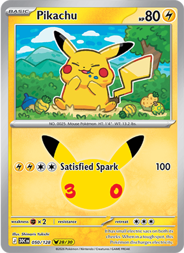 Pikachu 28/30 (050/128) Holo - Pokemon 30th Celebration